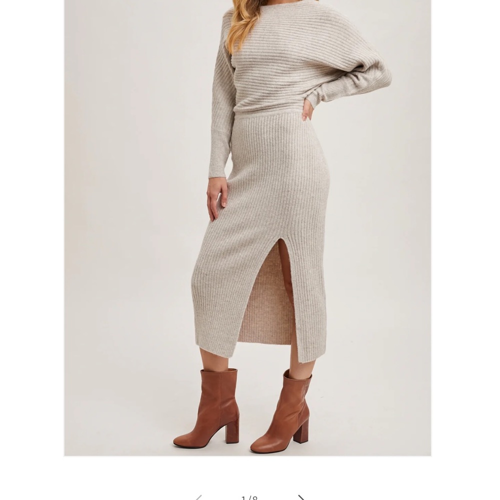 Banana Republic Beige Ribbed Knit Sweater Dress